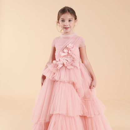 Flounce Tulle Gown - Pink