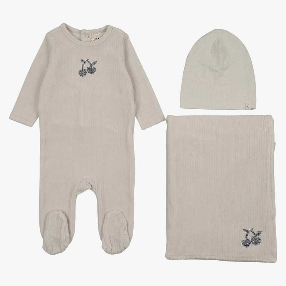 Embroidered Cherry Take Me Home Set - Blue