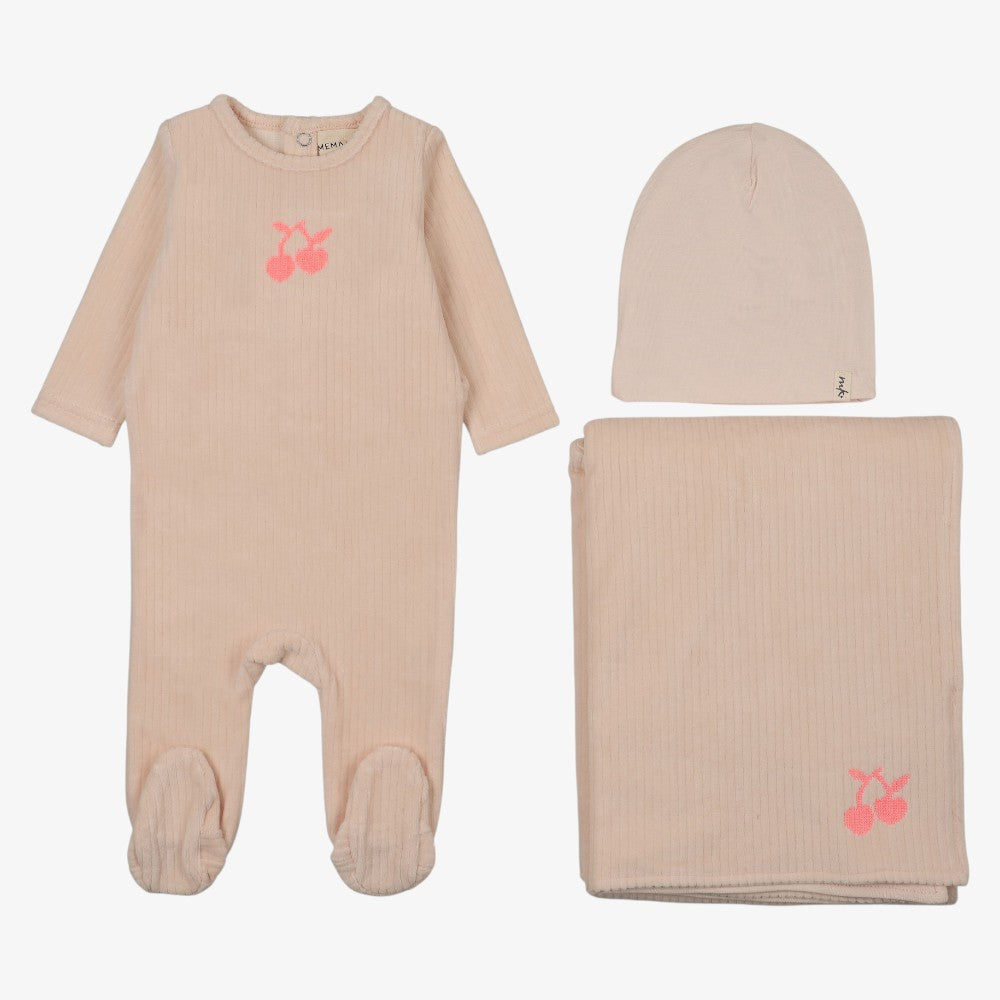 Embroidered Cherry Take Me Home Set - Pink
