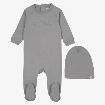 Sherpa Footie And Hat (9M) - Blue Cloud