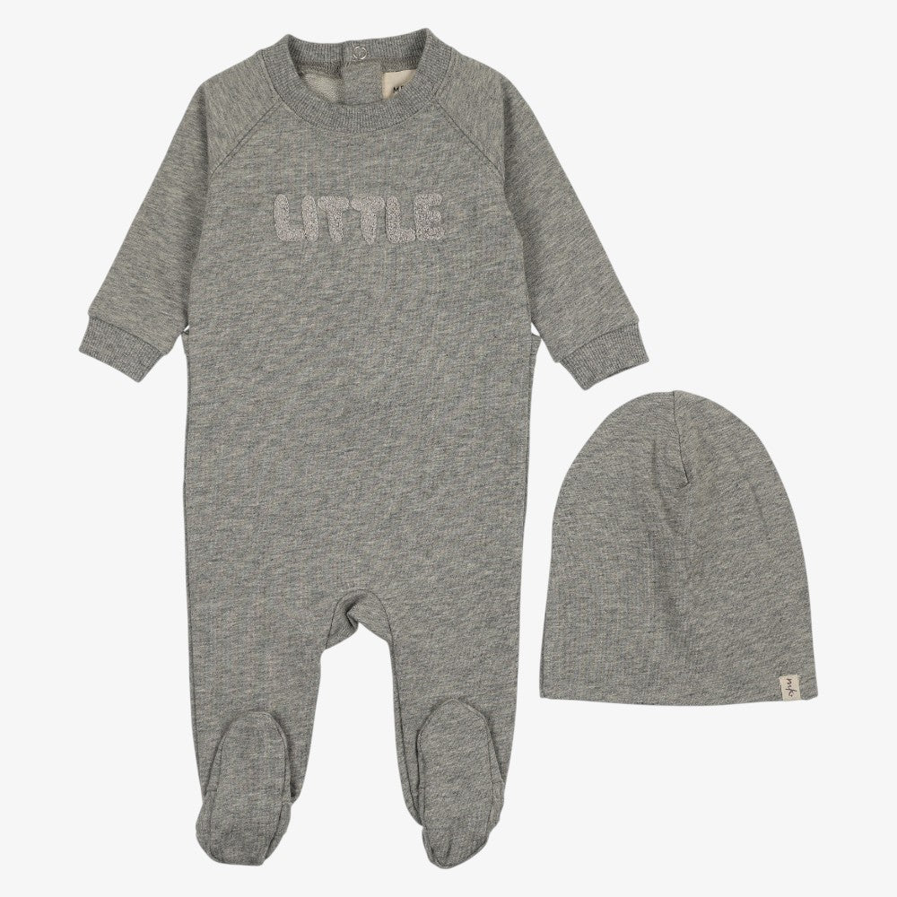 Sherpa Footie And Hat (9M) - Grey