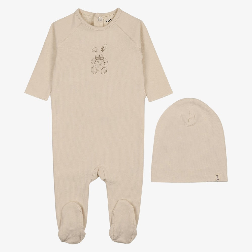Vintage Bunny Footie And Hat - Taupe
