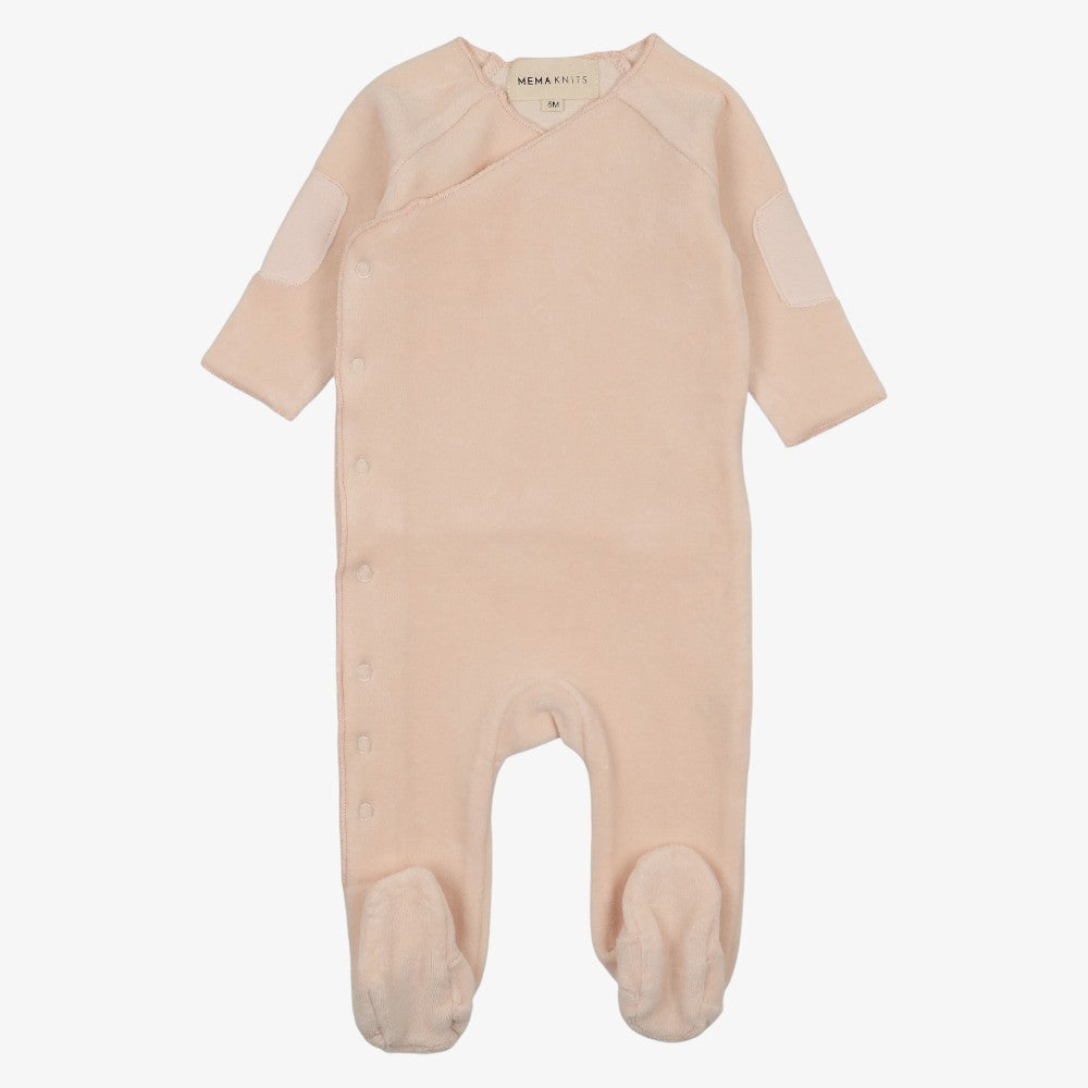 Velour Side Snap Footie And Hat (9M) - Blush