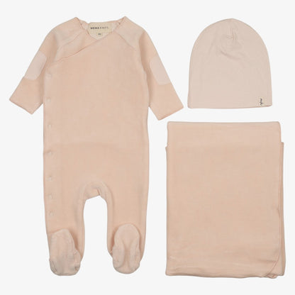 Velour Side Snap Take Me Home Set - Blush