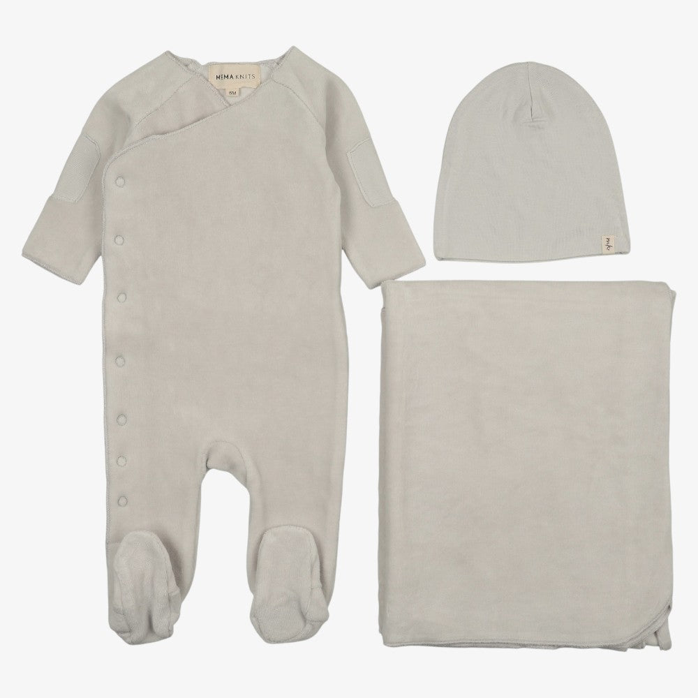 Velour Side Snap Take Me Home Set - Grey Dawn