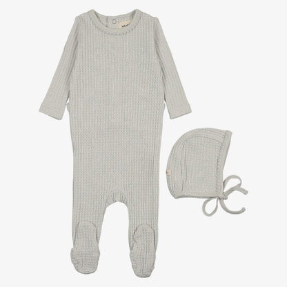 Honeycomb Footie And Hat (9M) - Grey Dawn