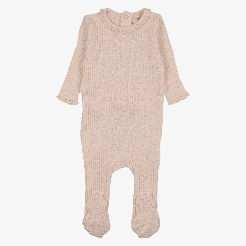 Honeycomb Footie And Hat (9M) - Blush
