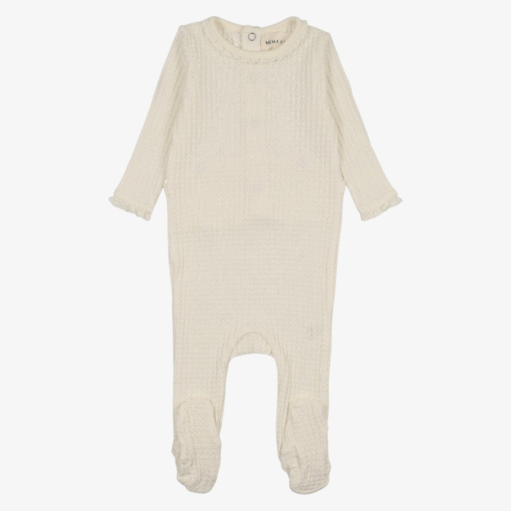 Honeycomb Footie And Hat (9M) - Ivory