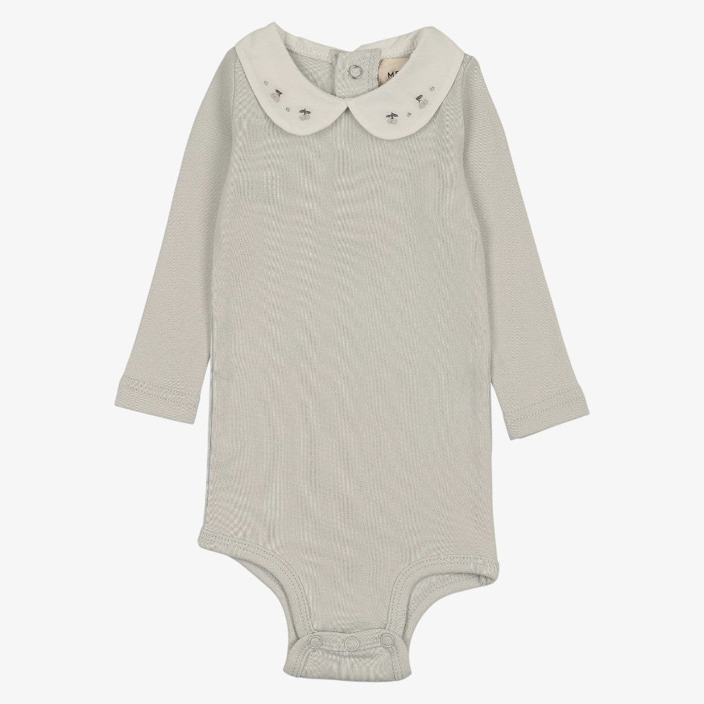 Embroidered Collar Onesie - Grey Dawn