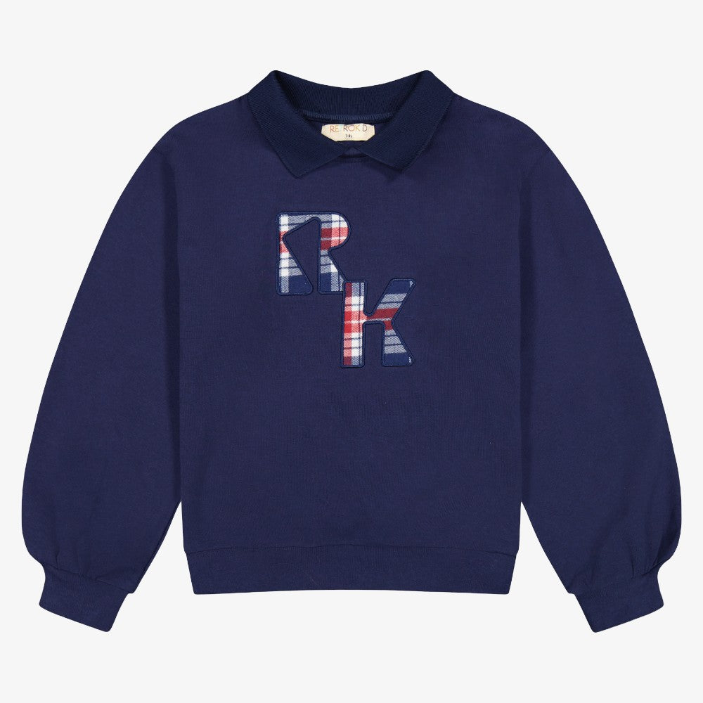 Miles Sweatshirt With Plaid Logo - Navy
