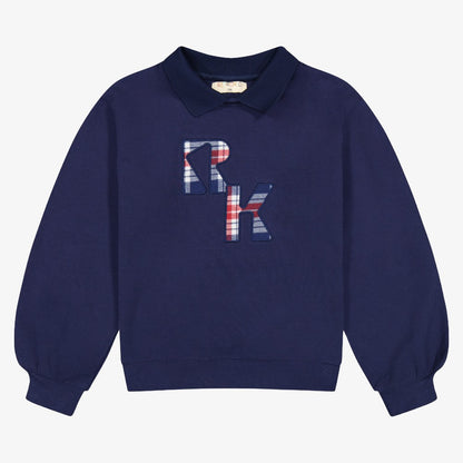 Miles Sweatshirt With Plaid Logo - Navy