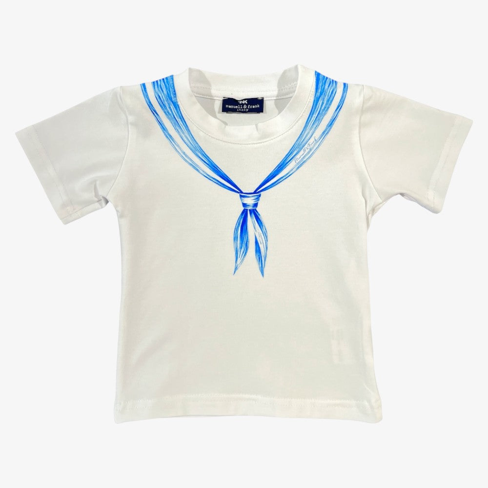 T-Shirt - White &amp; Light Blue
