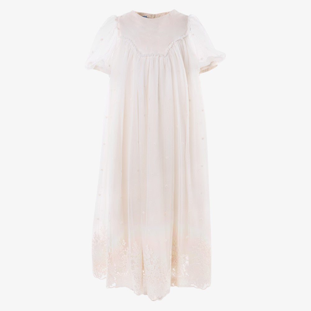 Embroidered Tulle Dress - Cream