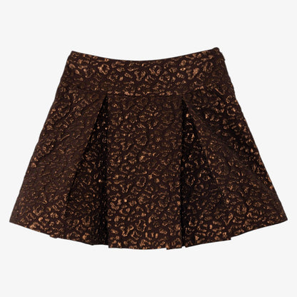 Jacquard Pleated Skirt - Brown