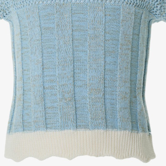 Lurex Knit Top - Light Blue