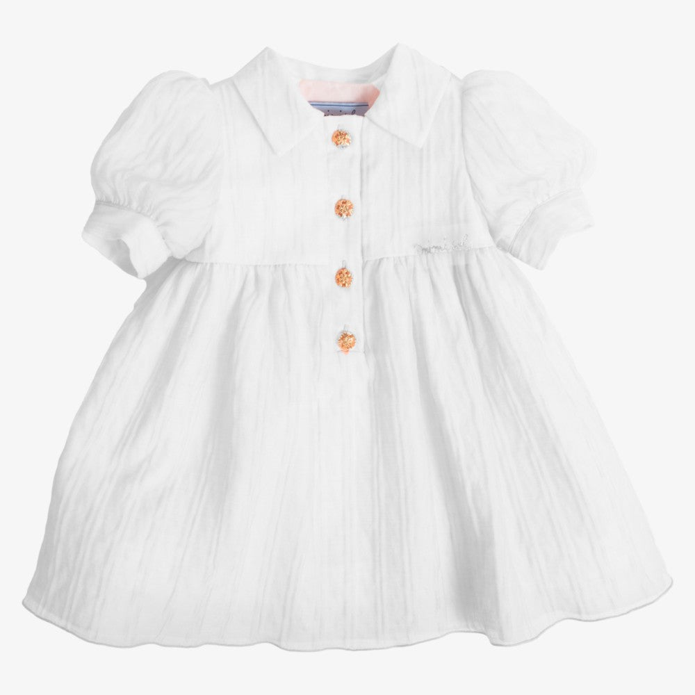 Embossed Voile Dress - Cream