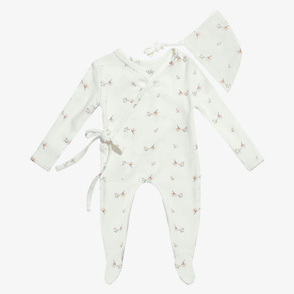 Wrap Footie And Bonnet - Blossom Ivory