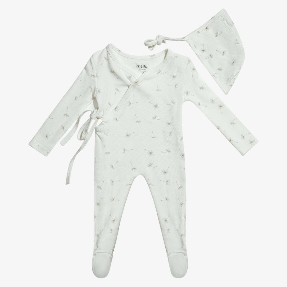 Wrap Footie And Bonnet - Wildflower Ivory