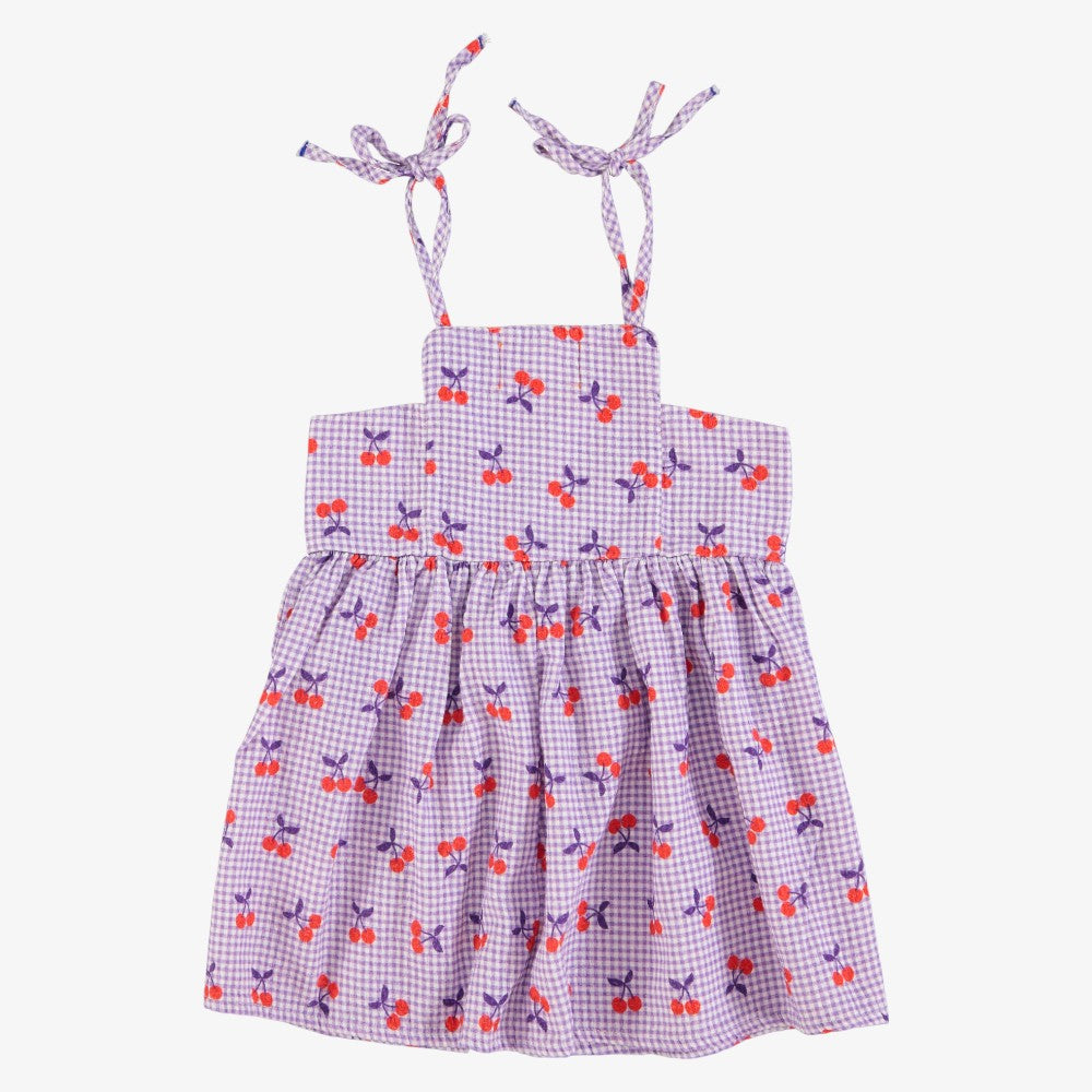 Checked Midi Dress - Purple&white