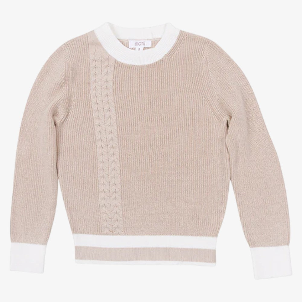 Heart Cable LS Sweater - Stone