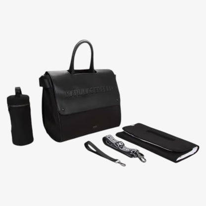 Logo Diaper Bag With Mat - Black