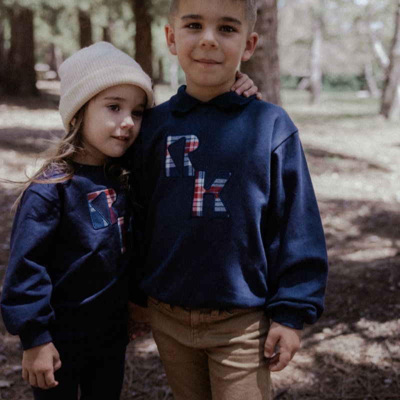 Margo Plaid Sweatshirt And Pants - Navy