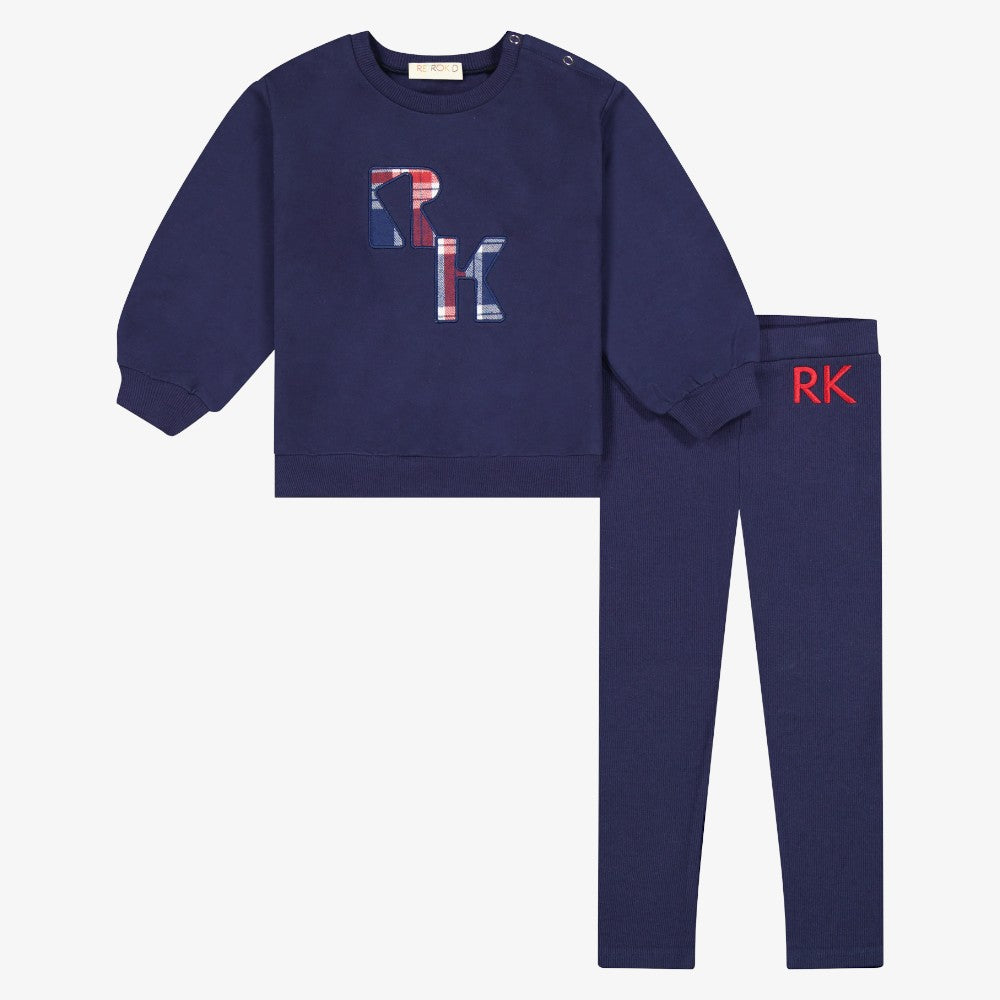 Margo Plaid Sweatshirt And Pants - Navy