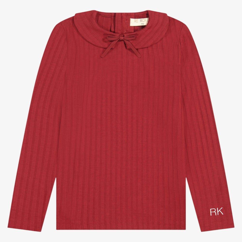 Mae Rib Collar T-Shirt - Burgundy