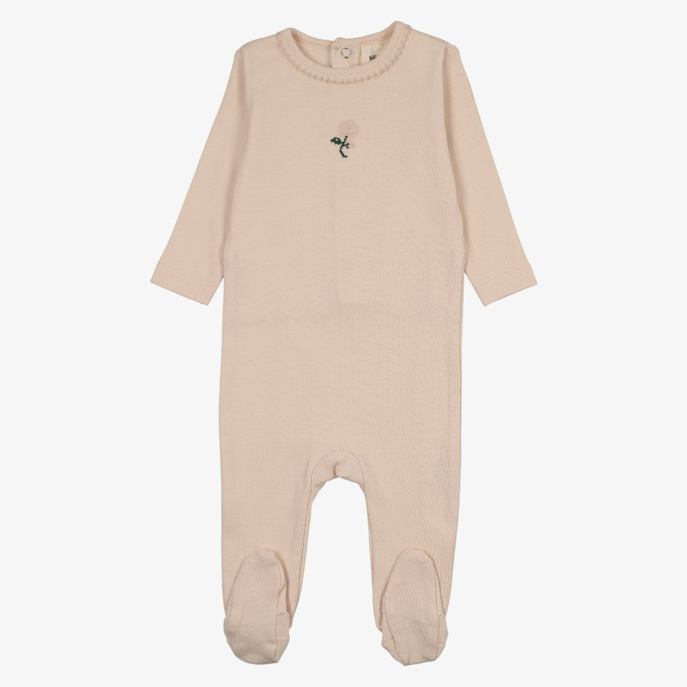 Embroidered Footie - Light Pink