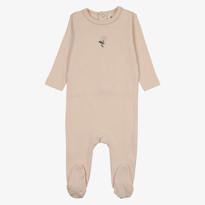 Embroidered Footie - Light Pink