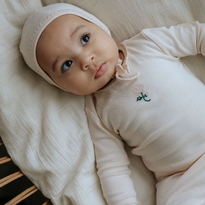 Embroidered Footie - Light Pink