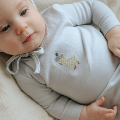 Embroidered Take Me Home Set - Grey &amp; Yellow