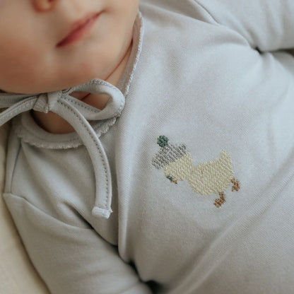 Embroidered Take Me Home Set - Grey &amp; Yellow