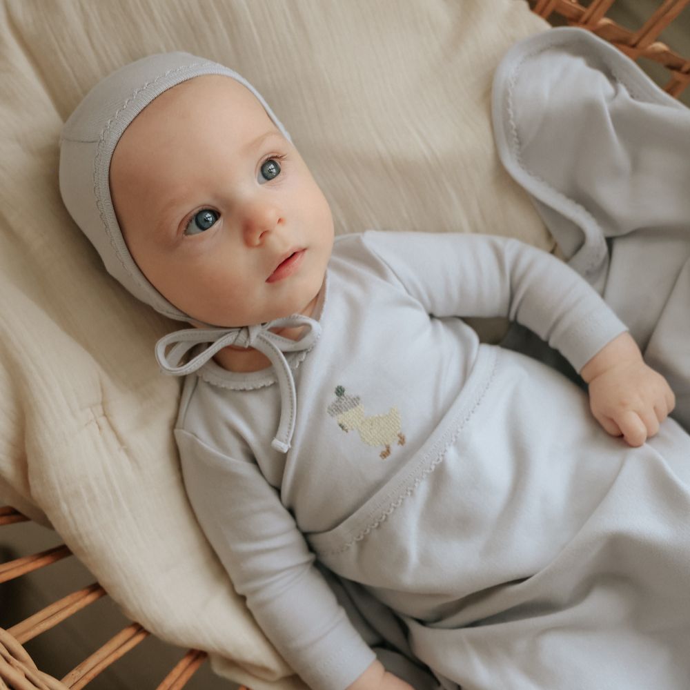 Embroidered Take Me Home Set - Grey &amp; Yellow