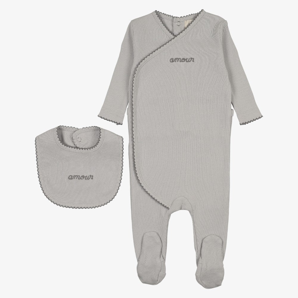 Amour Embroidered Take Me Home Set - Grey &amp; Blue