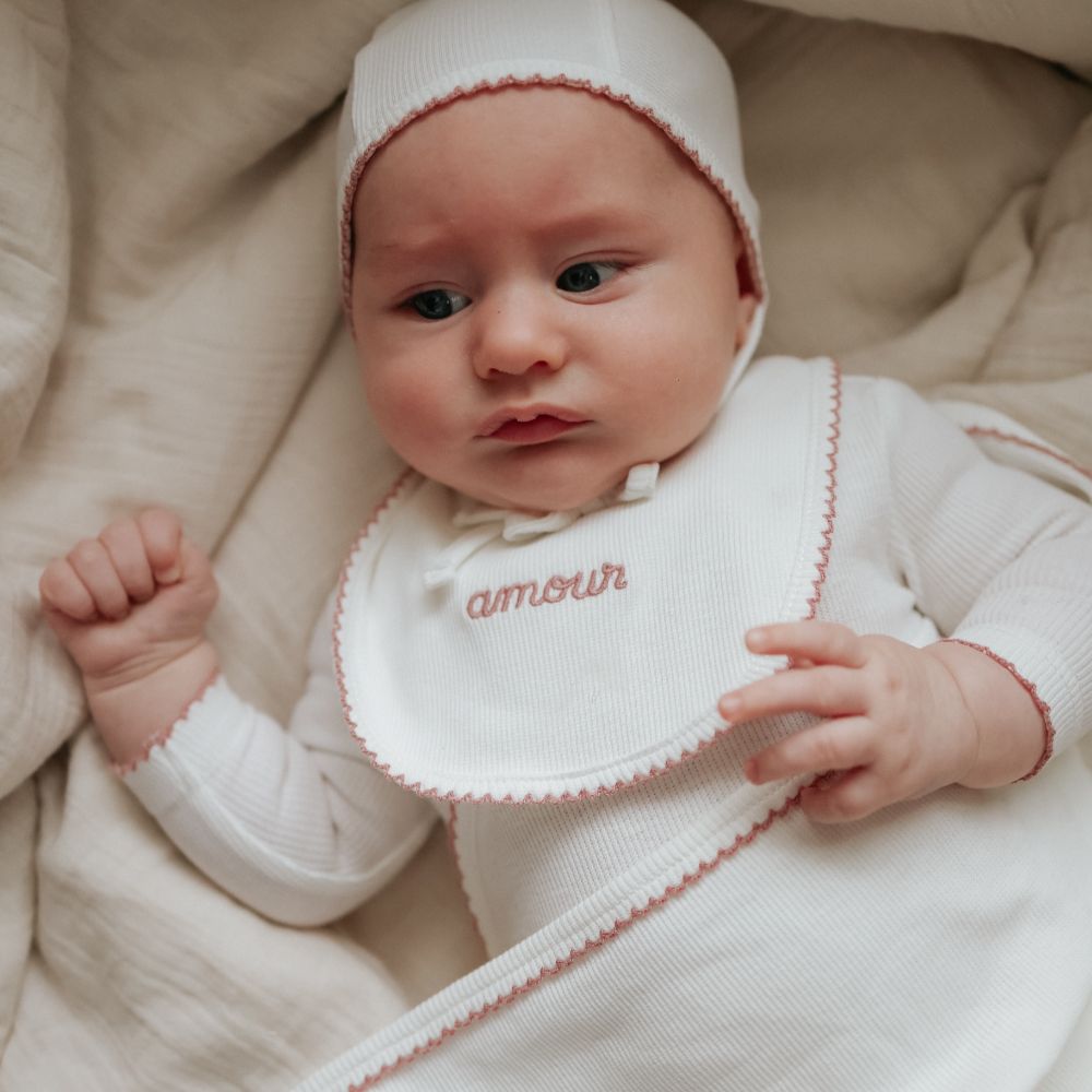 Amour Embroidered Take Me Home Set - White &amp; Mauve