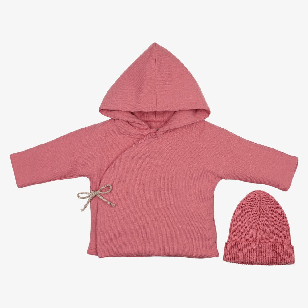 Quilted Jacket And Knit Beanie - Dusty Rose