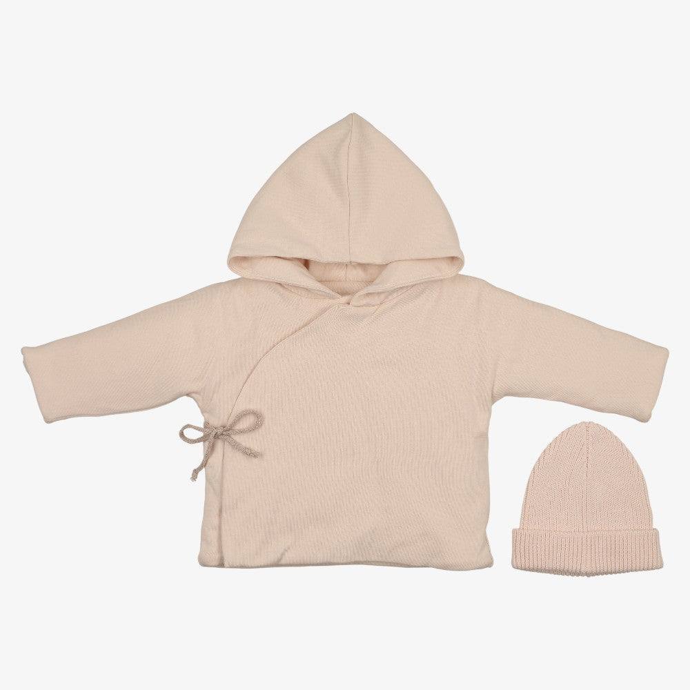 Quilted Jacket And Knit Beanie - Light Pink