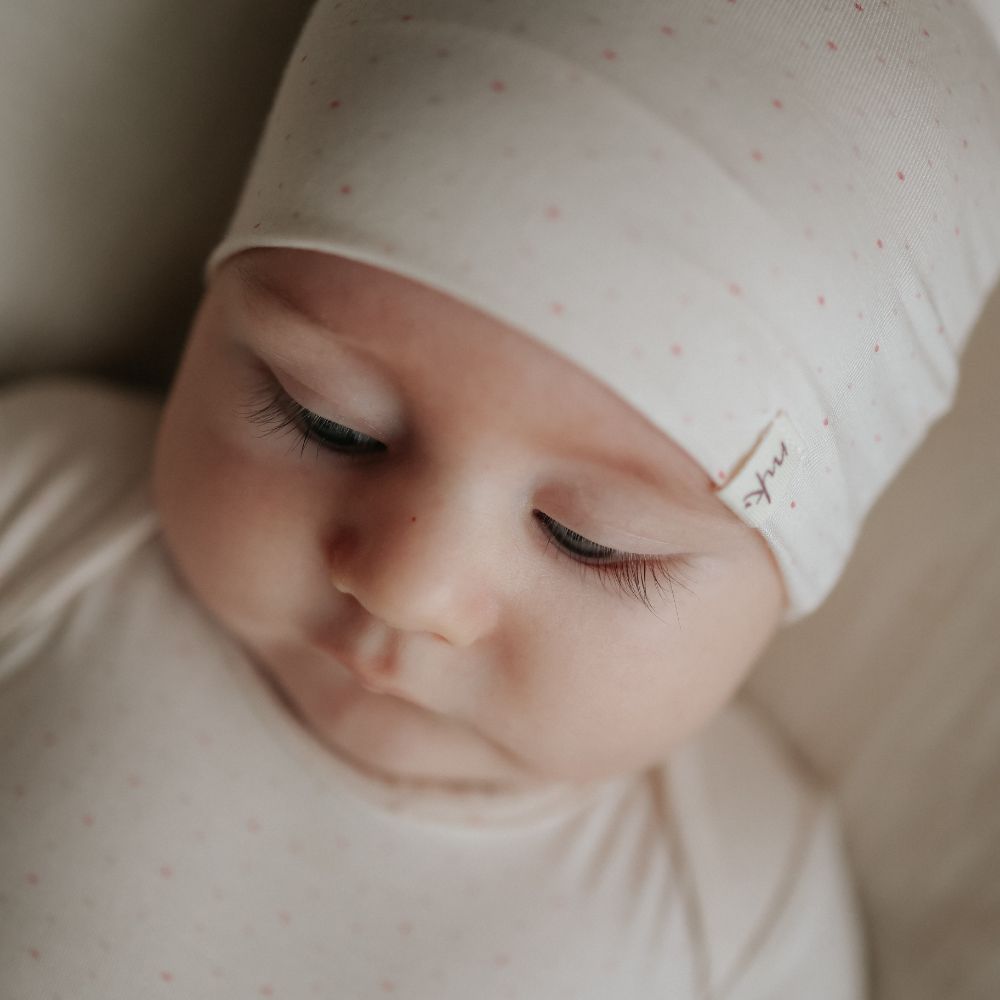 Polka Dot Gown And Beanie - Pink