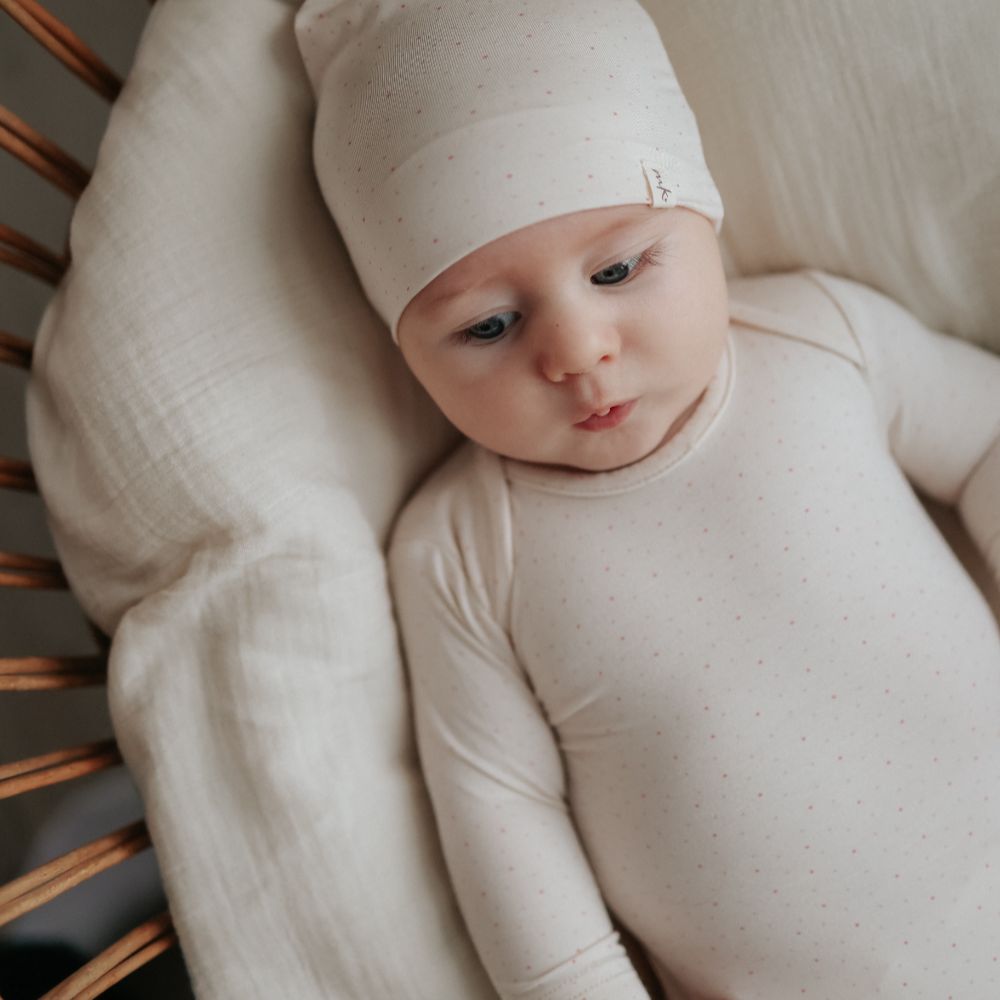 Polka Dot Gown And Beanie - Pink