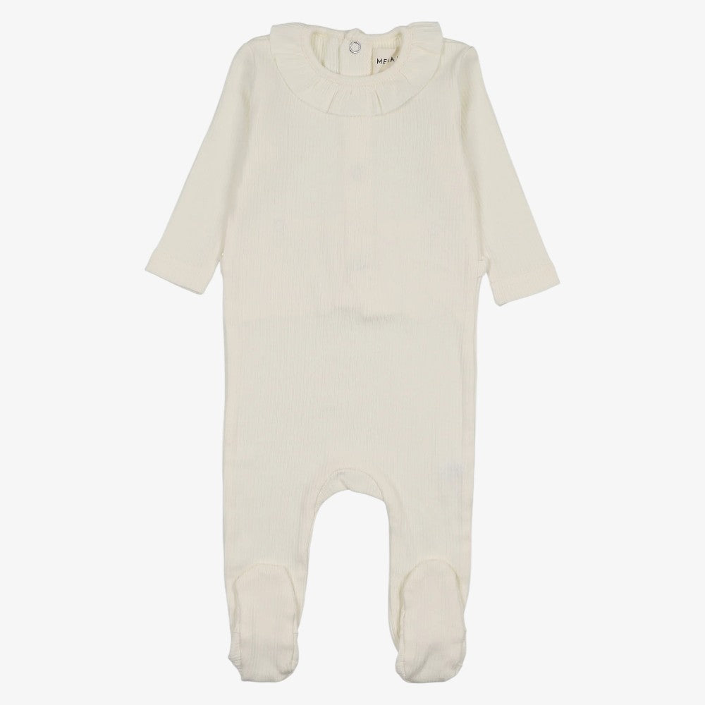 Rib Ruffle Collar Footie - Ivory
