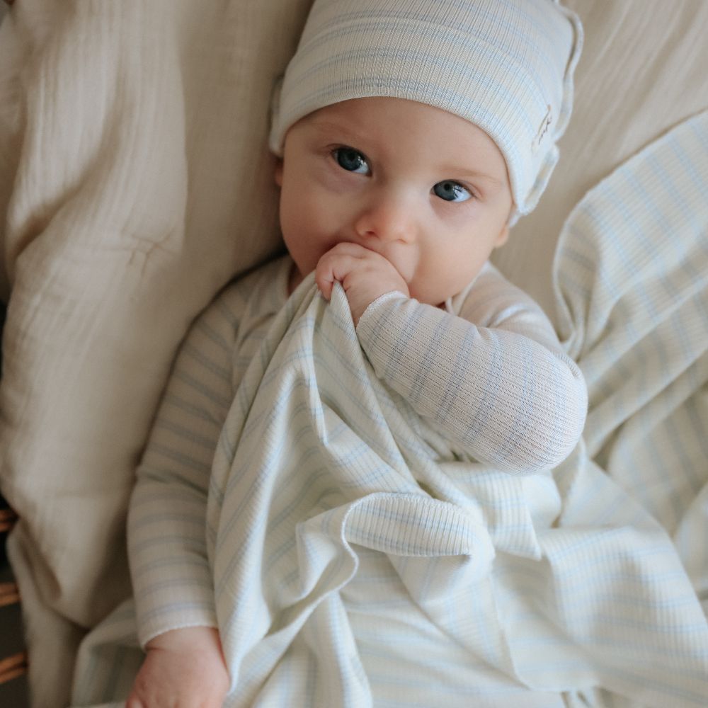 Rib Stripe Take Me Home Set - Light Blue