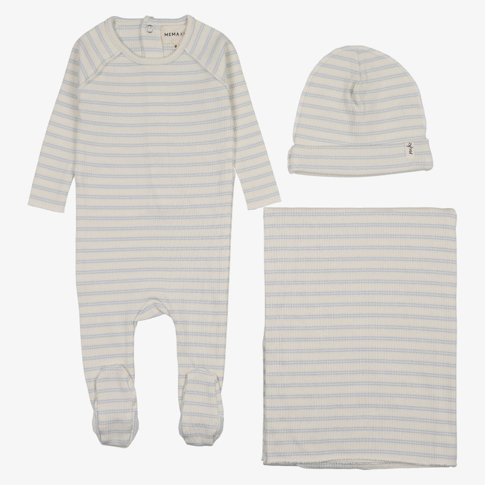 Rib Stripe Take Me Home Set - Light Blue