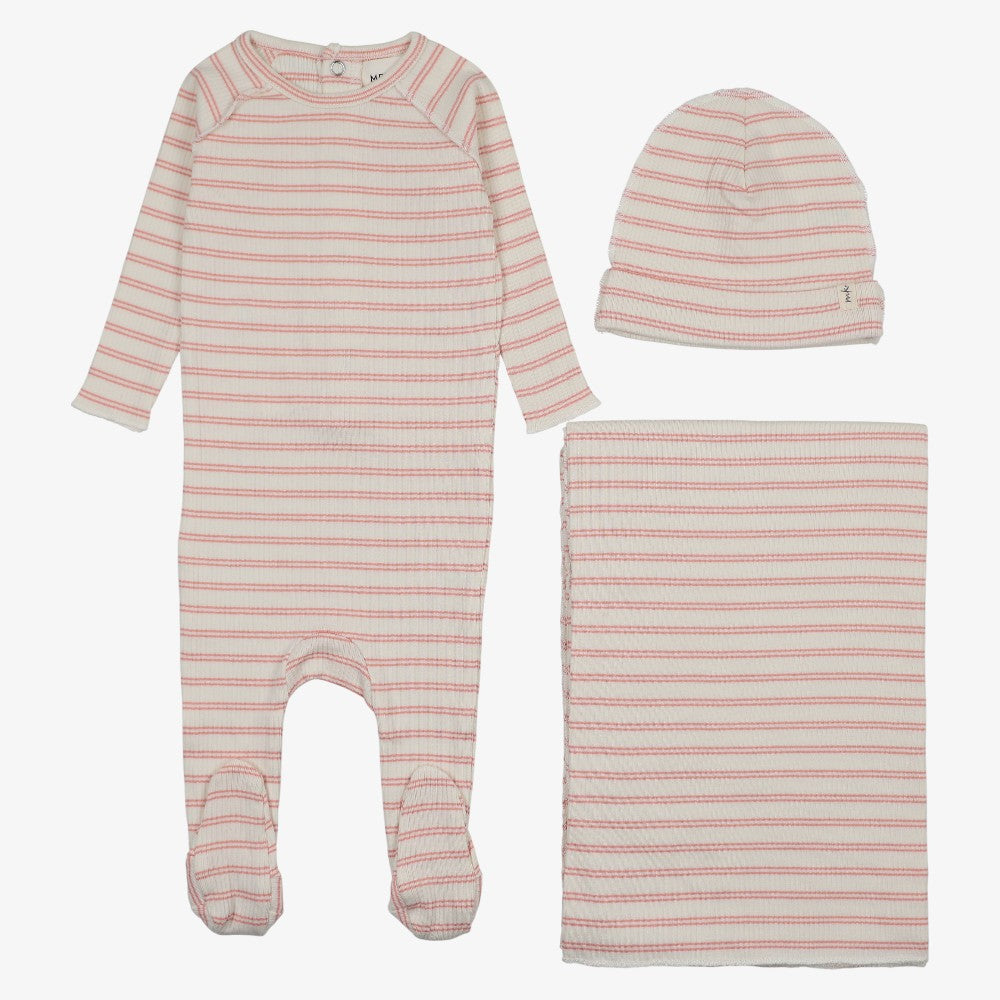 Rib Stripe Take Me Home Set - Pale Pink