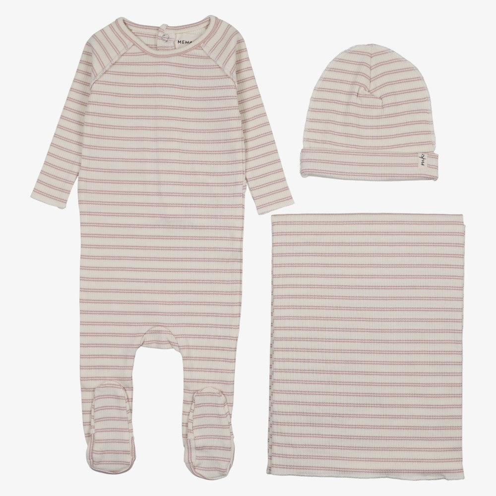 Rib Stripe Take Me Home Set - Rose Pink