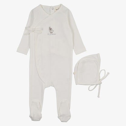 Duck Footie And Bonnet - White