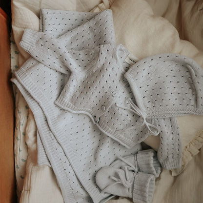 Pointelle Knit Blanket - Gray Dawn