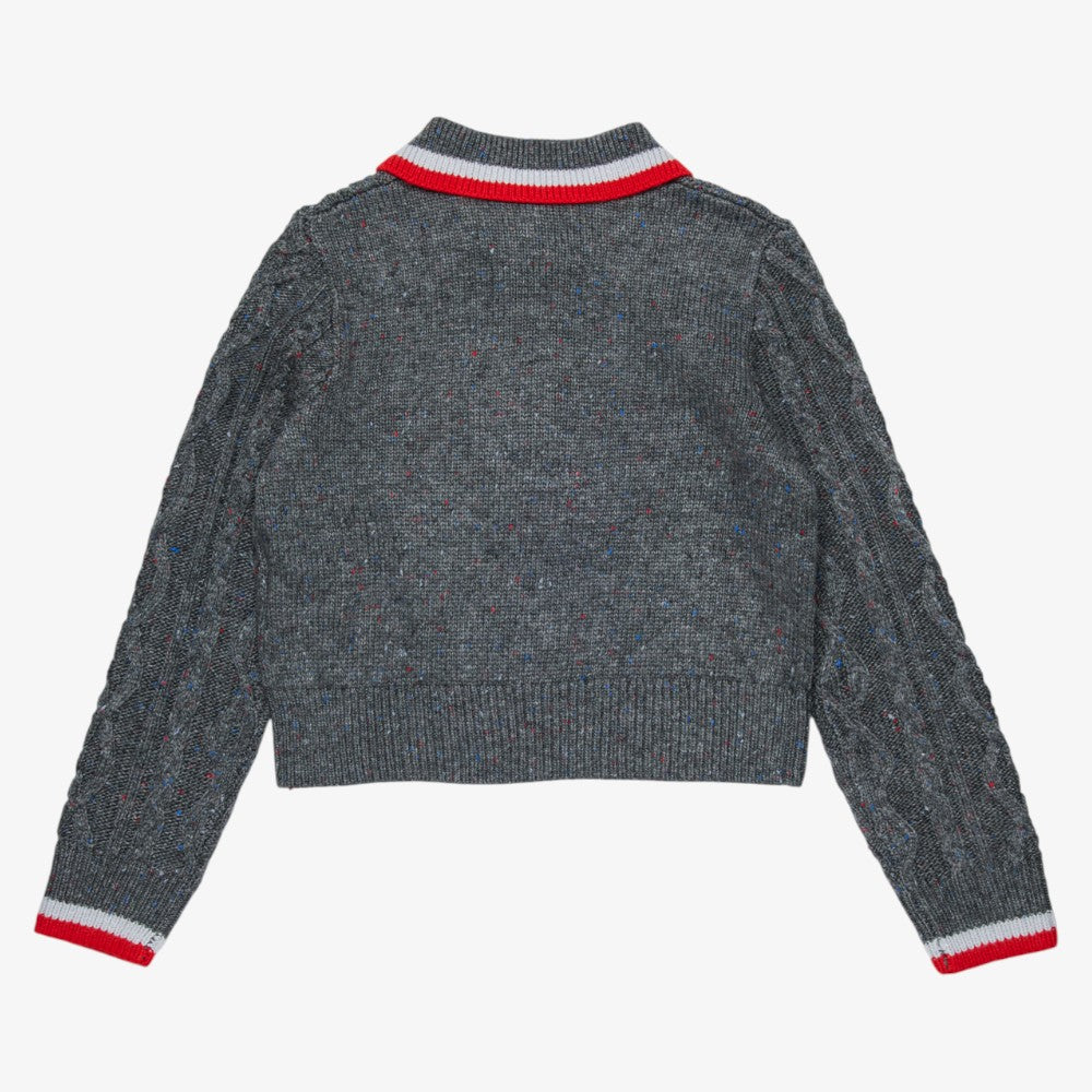 Cable Knit Polo - Grey