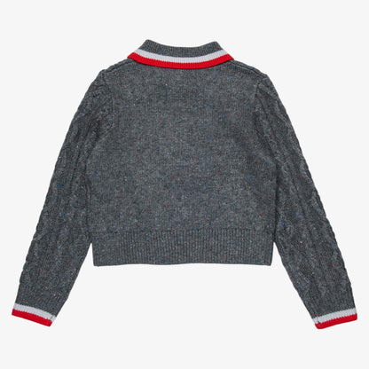 Cable Knit Polo - Grey