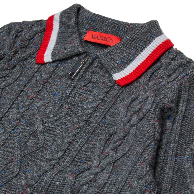 Cable Knit Polo - Grey